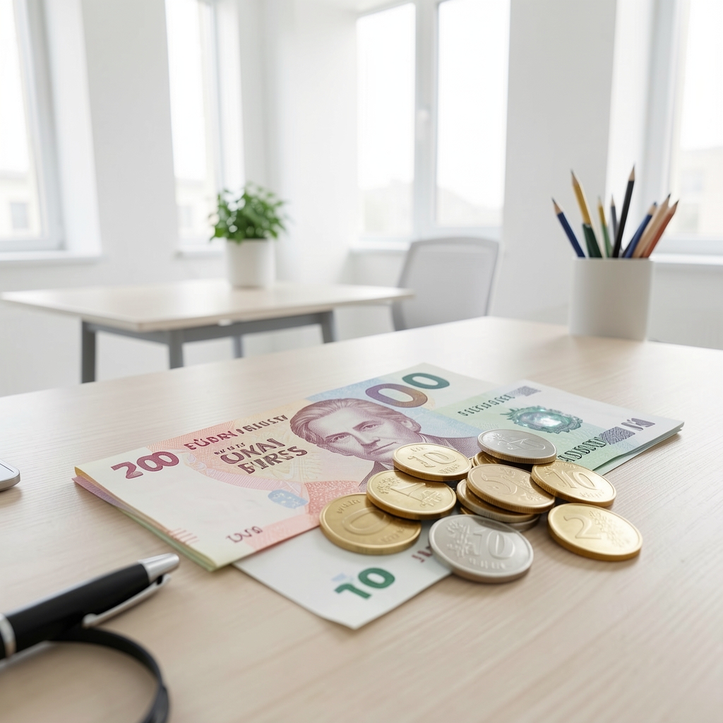 Türk lirası TRY para birimi banknotları ve madeni paralar yakın çekim fotoğraf